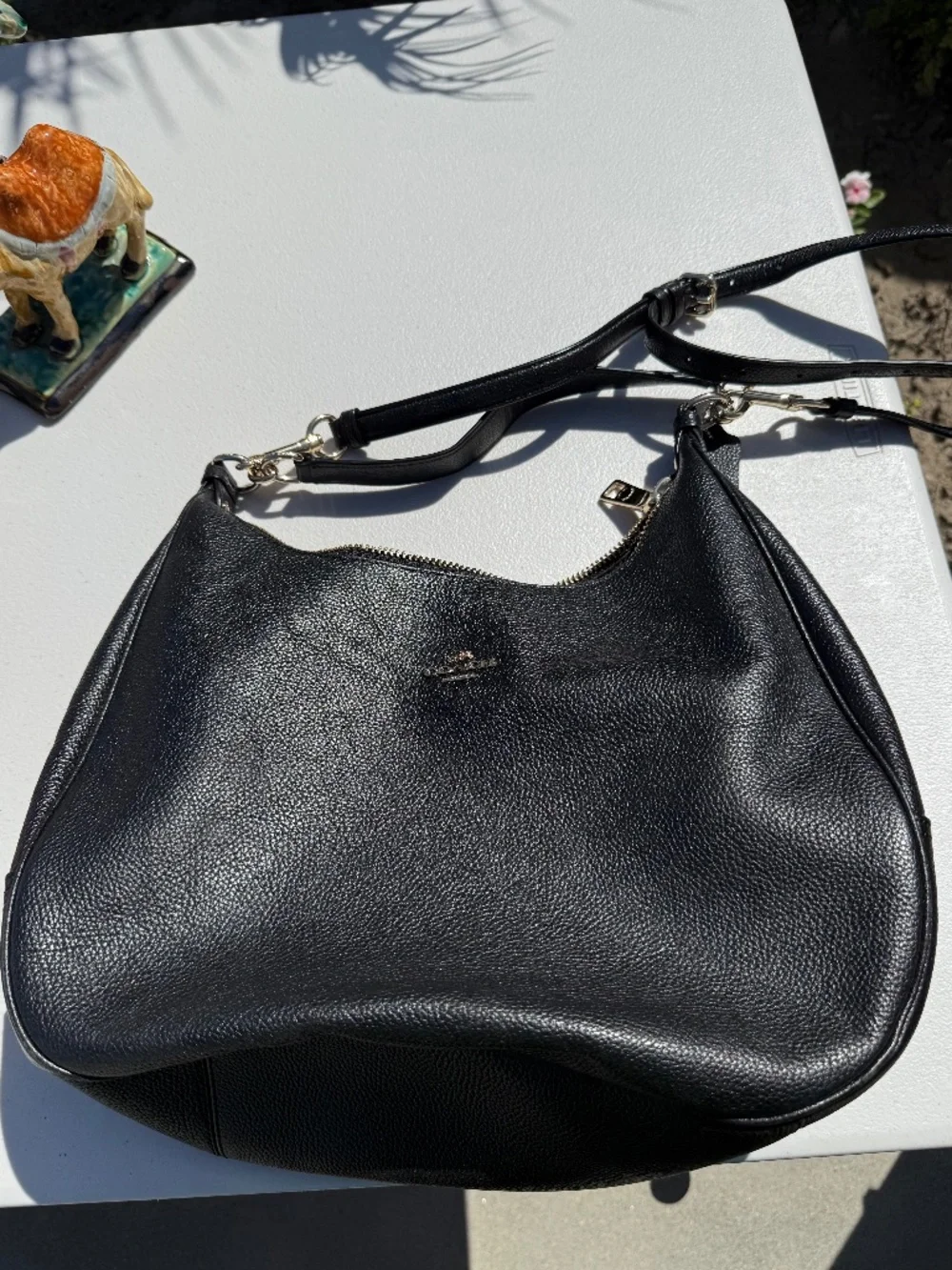 Coach Teri Hobo Bag in black pebbled leather
